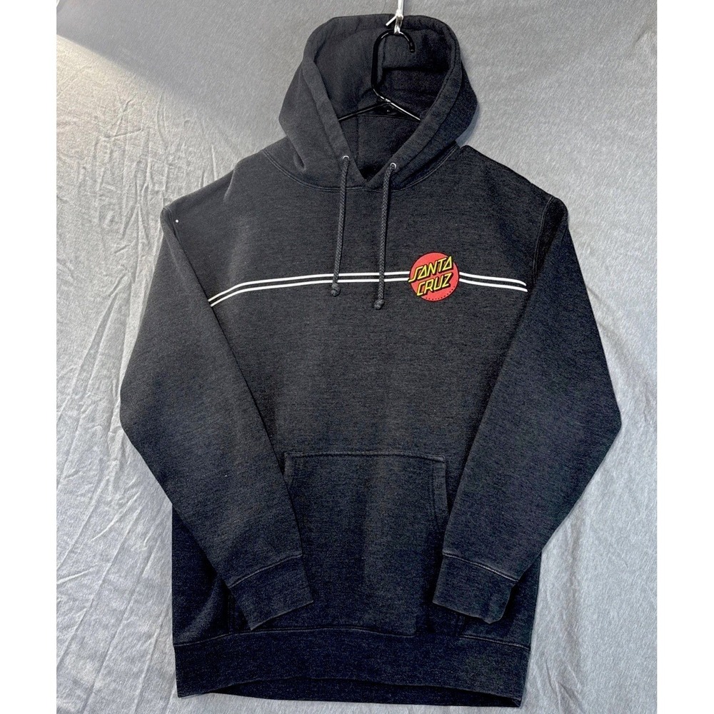 Santa Cruz Skateboards Men's Hoodie Sweatshirt Large Pullover Fleece Gray Y2K